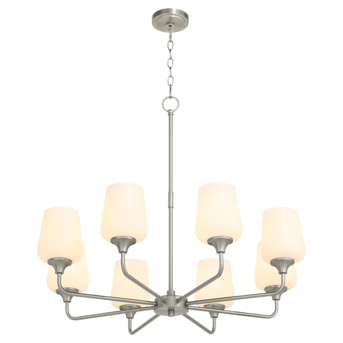 Raymond 8 Light Opal Chandelier - Satin Nickel