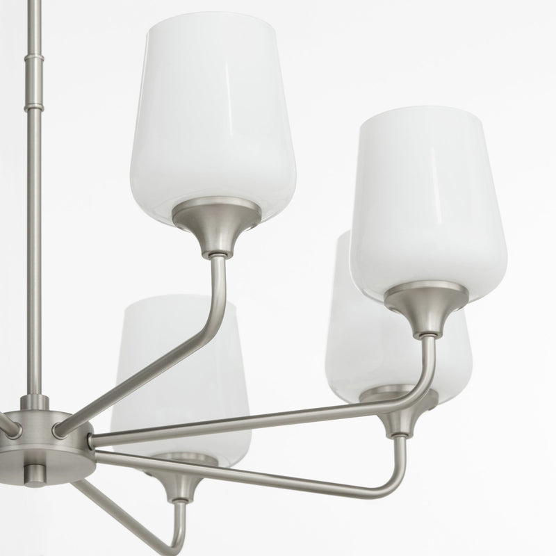 Raymond 8 Light Opal Chandelier - Satin Nickel