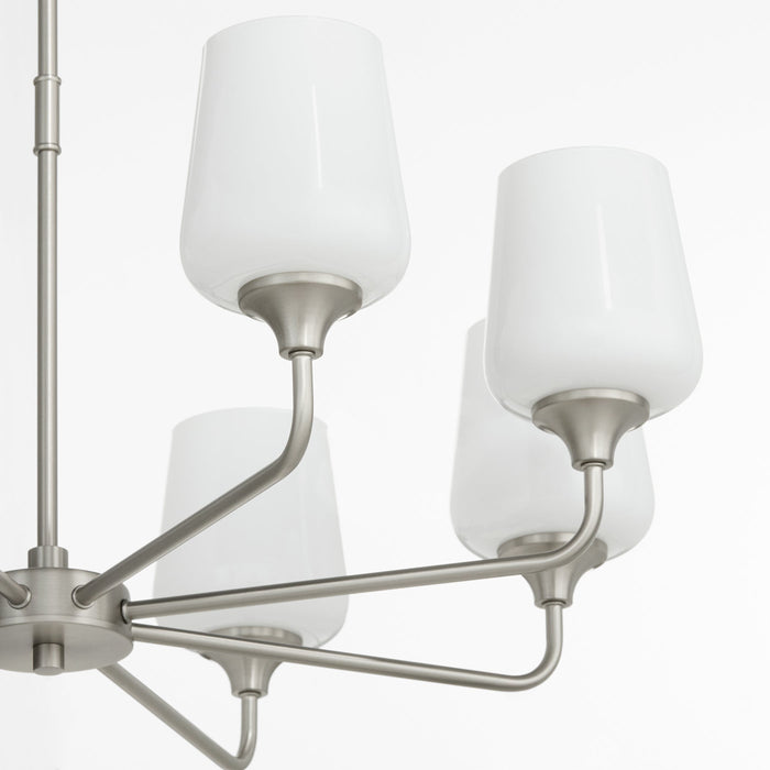 Raymond 8 Light Opal Chandelier - Satin Nickel