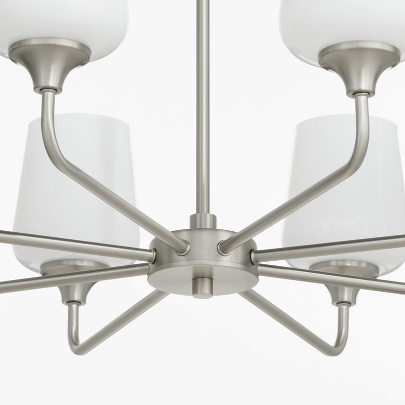 Raymond 8 Light Opal Chandelier - Satin Nickel