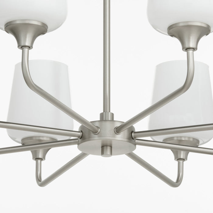 Raymond 8 Light Opal Chandelier - Satin Nickel