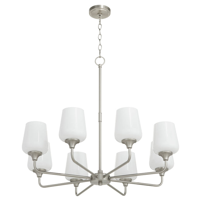 Raymond 8 Light Opal Chandelier - Satin Nickel