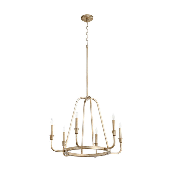 MARQUEE 6 Light chandelier- Aged Silver Leaf