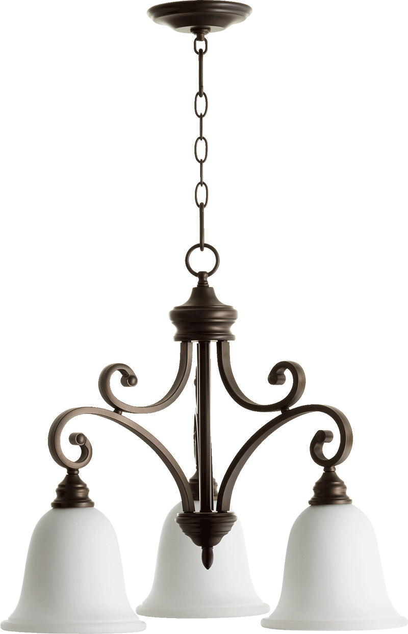 Quorum Home Quorum - 6354-3-186 - Three Light Chandelier - Oiled Bronze w/ Satin Opal