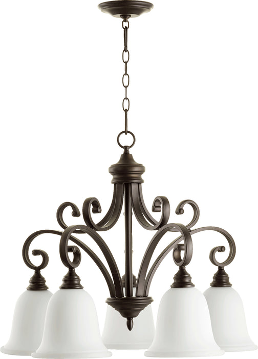 Quorum Home Quorum - 6354-5-186 - Five Light Chandelier - Oiled Bronze w/ Satin Opal