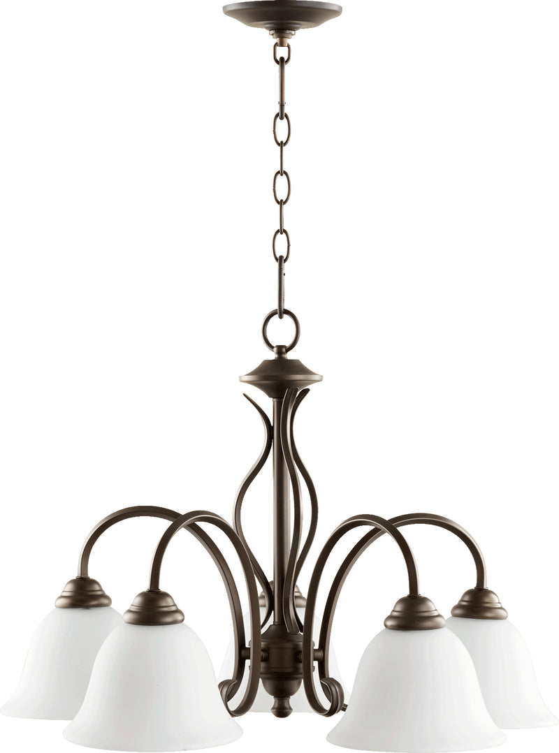 Quorum Home Quorum - 6410-5-186 - Five Light Chandelier - Oiled Bronze w/ Satin Opal