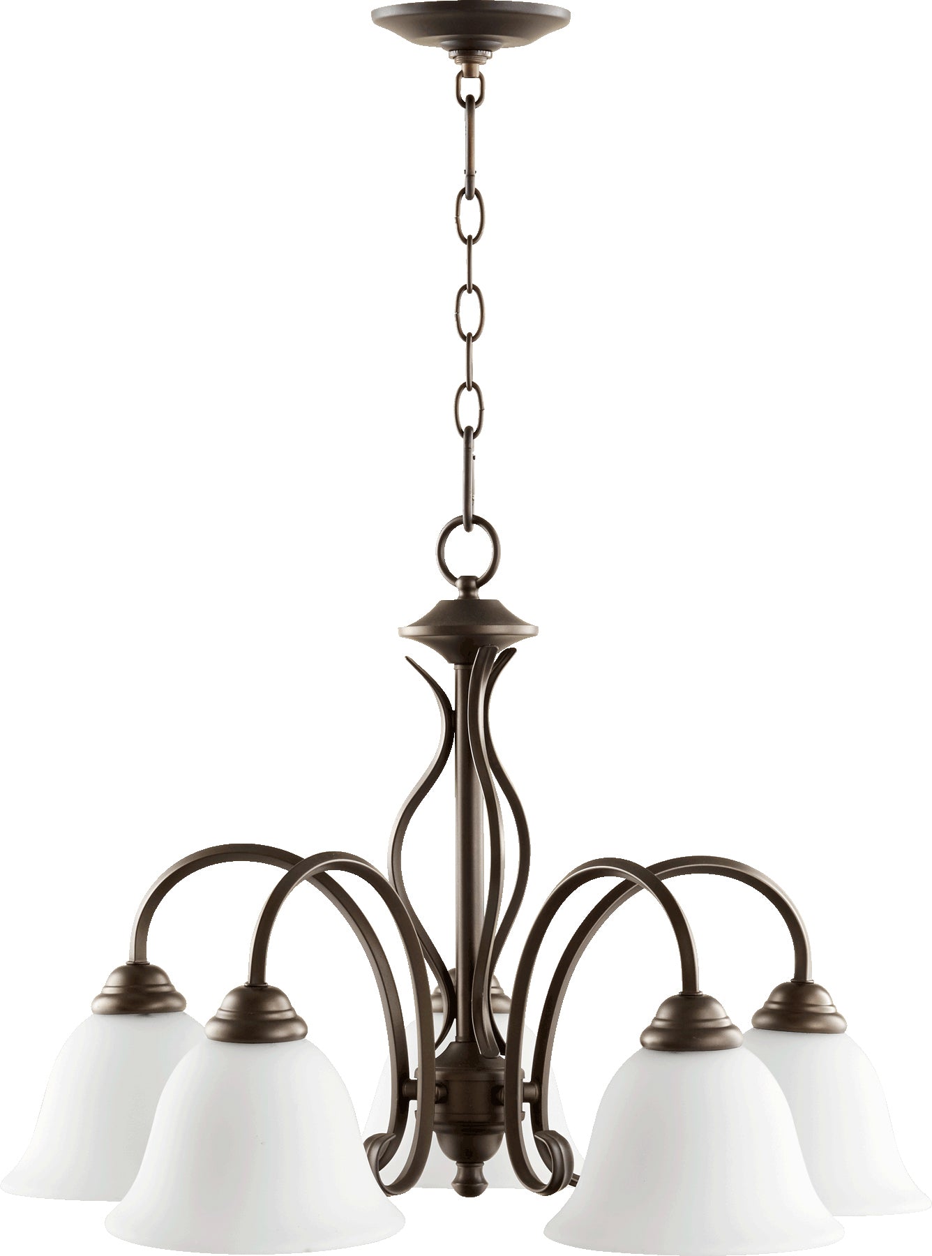Quorum Home Quorum - 6410-5-186 - Five Light Chandelier - Oiled Bronze w/ Satin Opal