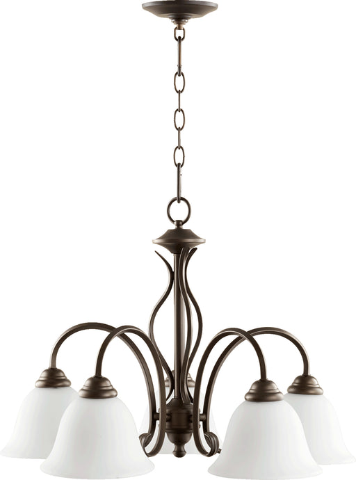 Quorum Home Quorum - 6410-5-186 - Five Light Chandelier - Oiled Bronze w/ Satin Opal
