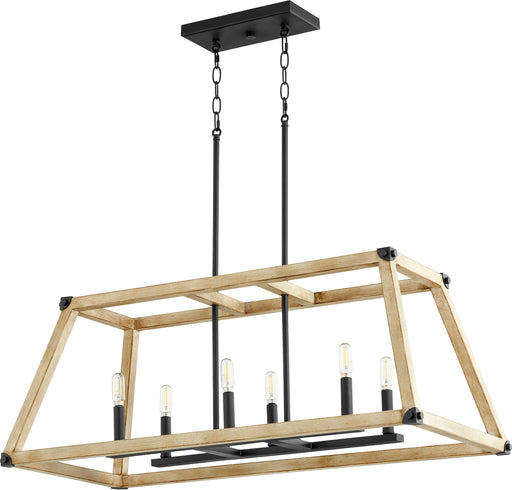 Quorum Home Quorum - 6589-6-69 - Six Light Entry Pendant - Textured Black w/ Driftwood finish