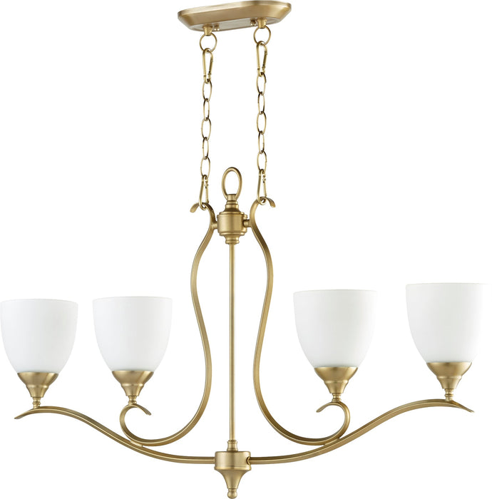 Fall Flora 4 Light Island- Aged Brass