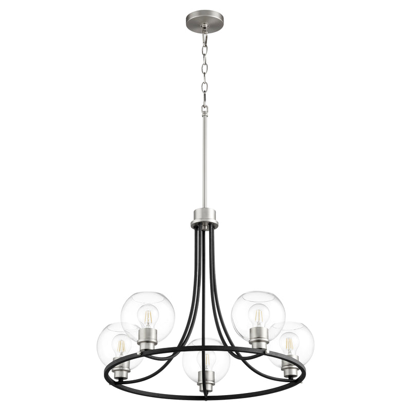 Quorum Home Quorum - 672-5-6965 - Five Light Chandelier - Textured Black w/ Satin Nickel