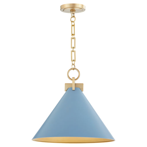 Quorum Home Quorum - 68-16-1280 - One Light Pendant - Blue w/ Aged Brass