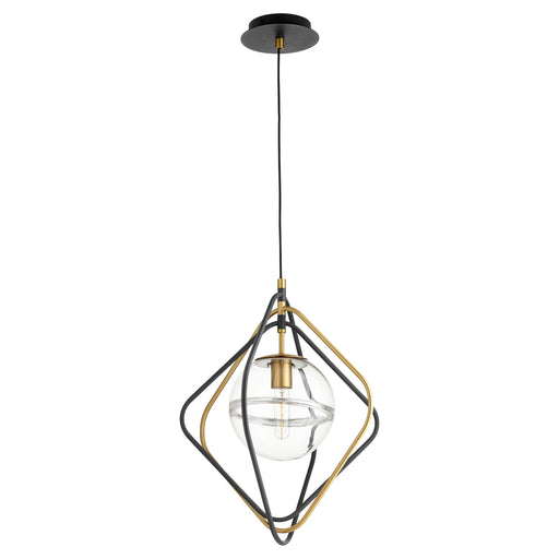 Quorum Home Quorum - 6802-6980 - One Light Pendant - Textured Black w/ Aged Brass