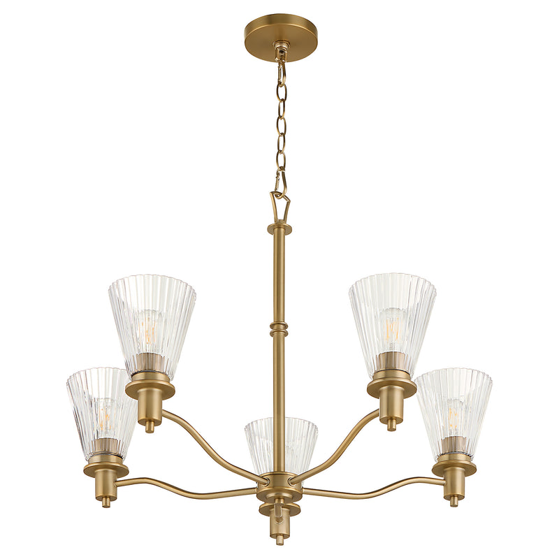 LAWTON 5 Light Chandelier - Brushed Brass