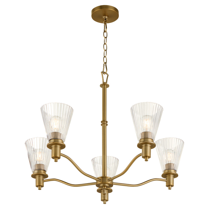 LAWTON 5 Light Chandelier - Brushed Brass