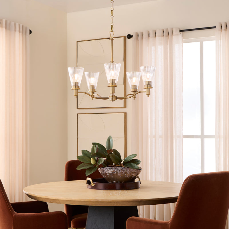 LAWTON 5 Light Chandelier - Brushed Brass