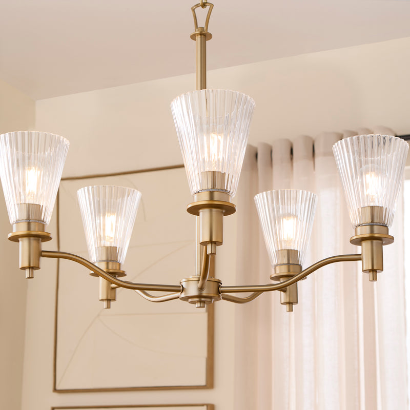 LAWTON 5 Light Chandelier - Brushed Brass