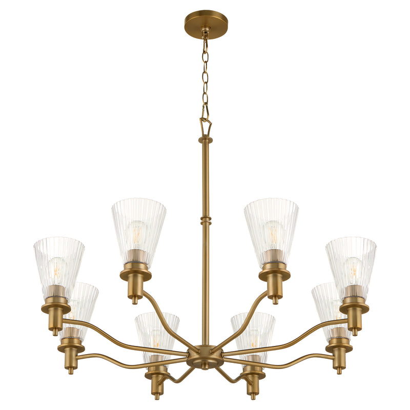 LAWTON 8 Light Chandelier - Brushed Brass