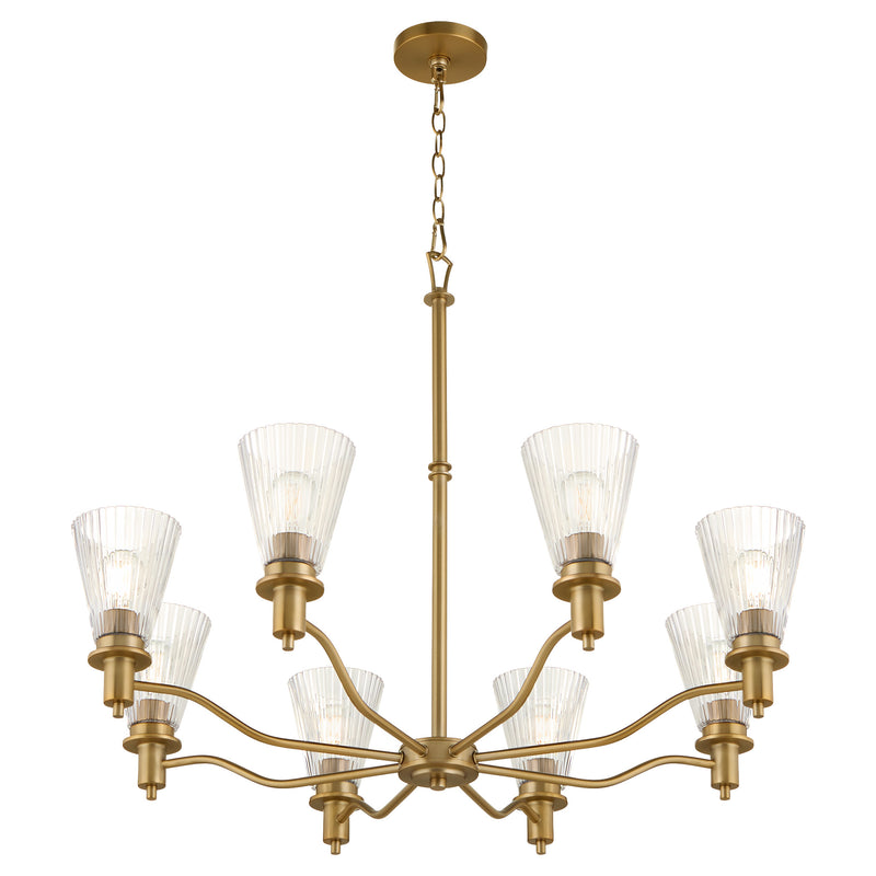LAWTON 8 Light Chandelier - Brushed Brass