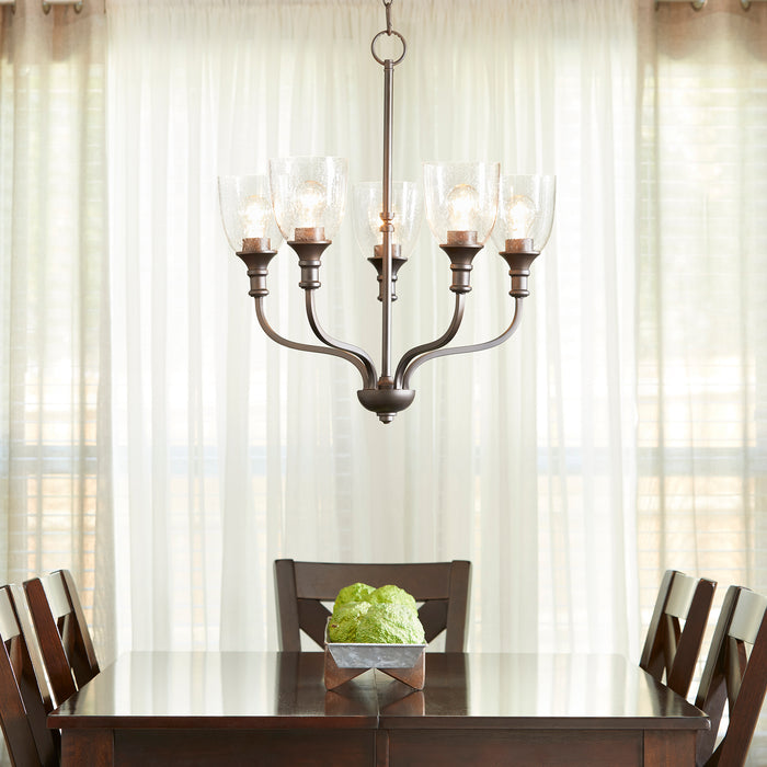 Quorum Home Quorum - 6811-5-186 - Five Light Chandelier - Oiled Bronze w/ Clear/Seeded
