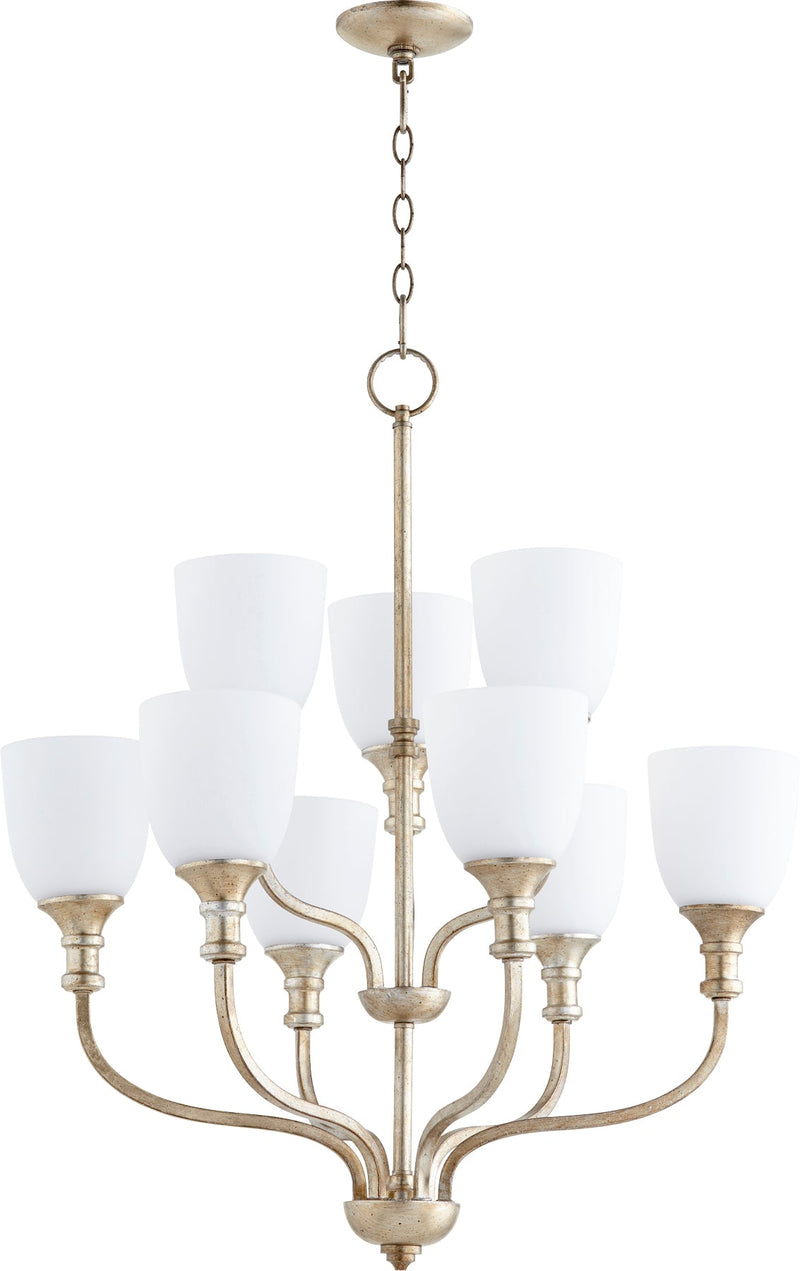 Richmond 9 Light Chandelier - Aged Silver Leaf