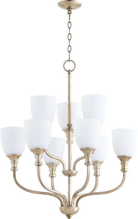 Richmond 9 Light Chandelier - Aged Silver Leaf