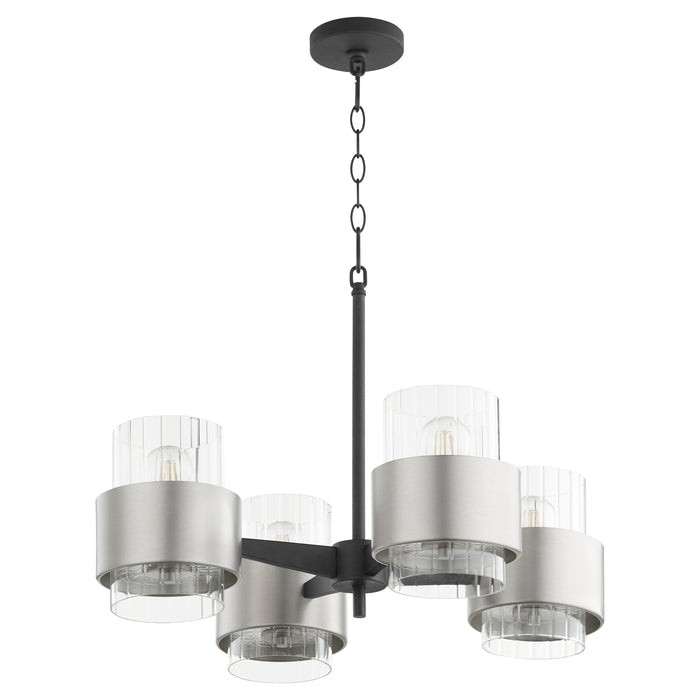 Quorum Home Quorum - 683-4-6965 - Four Light Chandelier - Textured Black w/ Satin Nickel