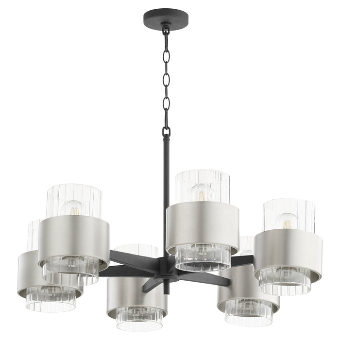 Quorum Home Quorum - 683-6-6965 - Six Light Chandelier - Textured Black w/ Satin Nickel