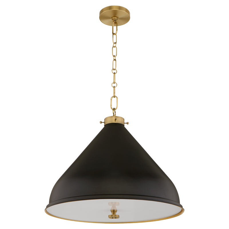 BONNEL 20" Pendant - Matte Black / Aged Brass