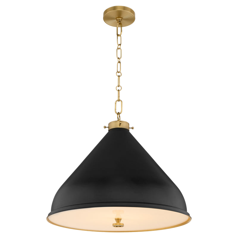 BONNEL 20" Pendant - Matte Black / Aged Brass