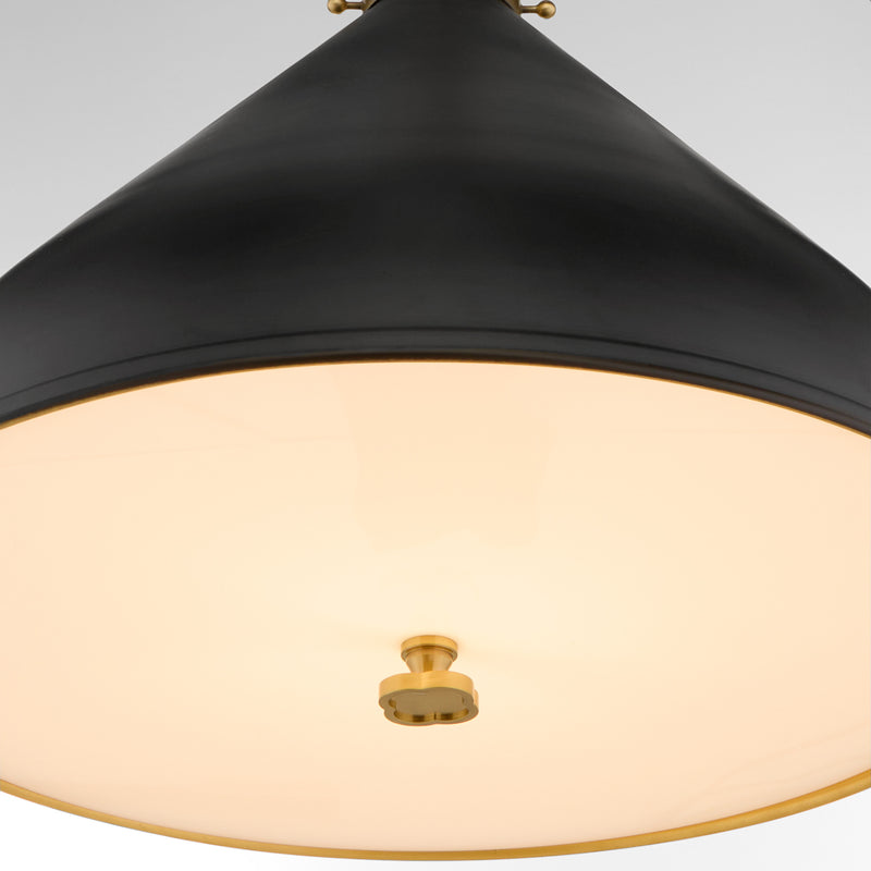 BONNEL 20" Pendant - Matte Black / Aged Brass