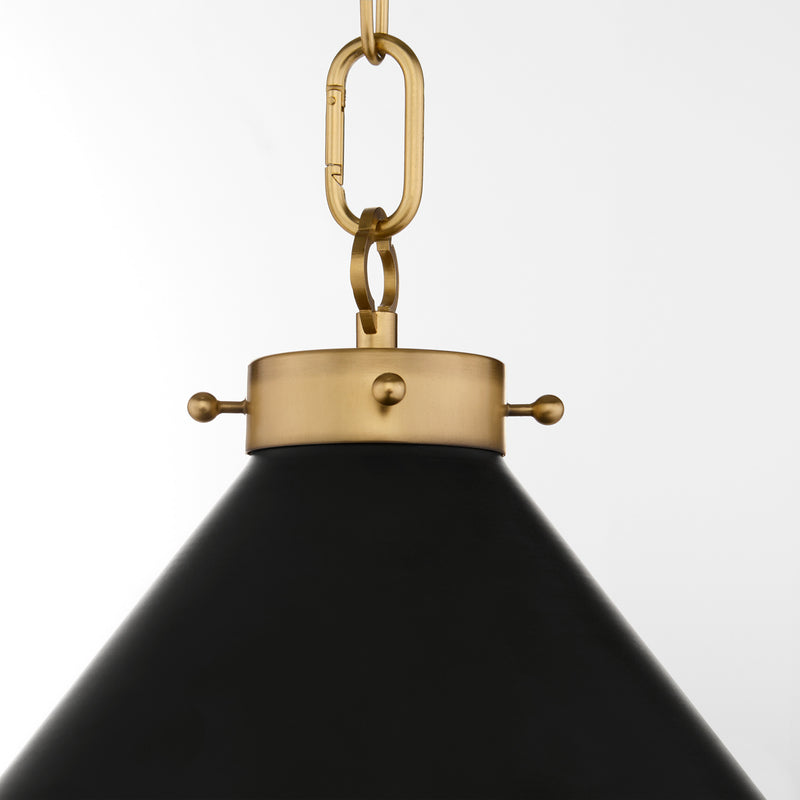 BONNEL 20" Pendant - Matte Black / Aged Brass