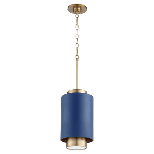 Quorum Home Quorum - 8008-3280 - One Light Pendant - Aged Brass w/ Blue