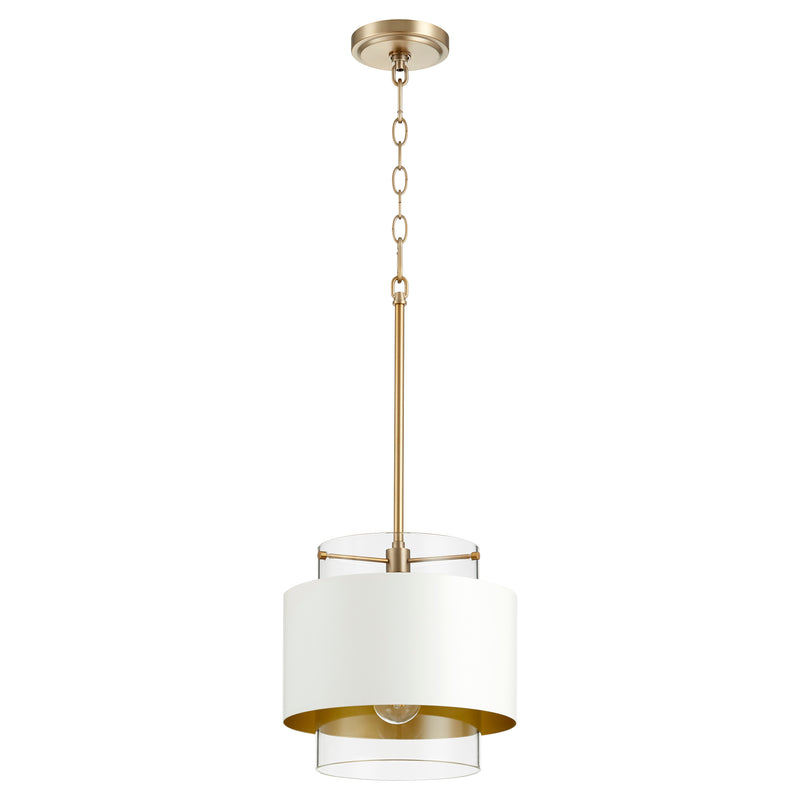 Quorum Home Quorum - 8012-0880 - One Light Pendant - Aged Brass w/ Studio White
