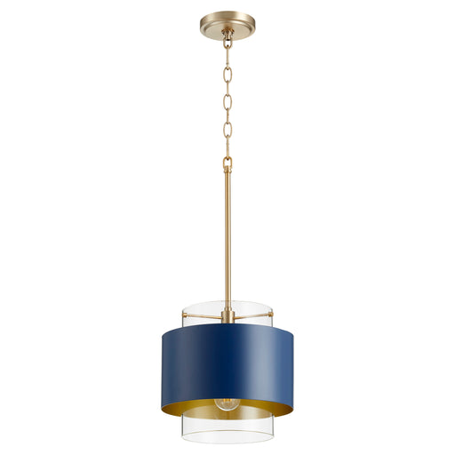 Quorum Home Quorum - 8012-3280 - One Light Pendant - Aged Brass w/ Blue