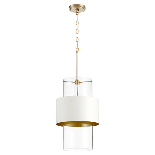 Quorum Home Quorum - 8013-0880 - One Light Pendant - Aged Brass w/ Studio White
