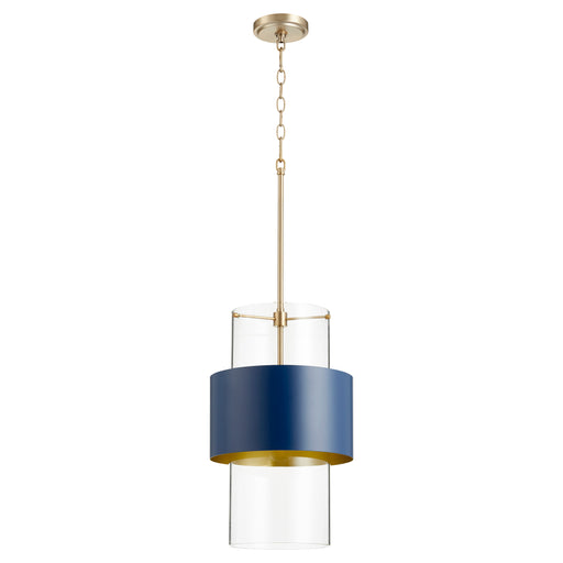 Quorum Home Quorum - 8013-3280 - One Light Pendant - Aged Brass w/ Blue