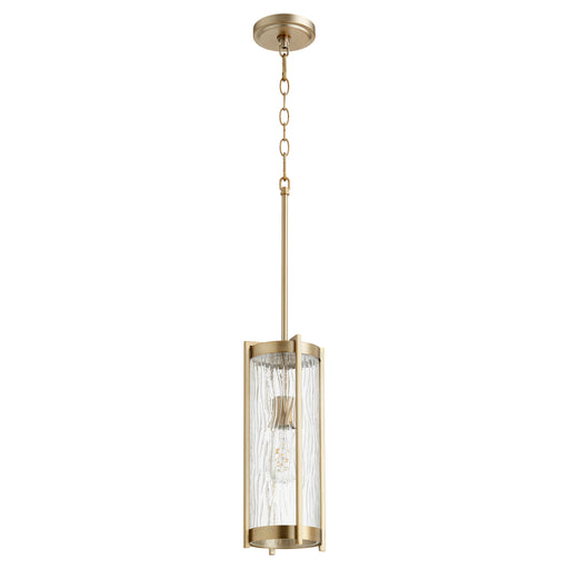 Quorum Home Quorum - 809-80 - One Light Pendant - Aged Brass w/ Clear Chisseled Glass