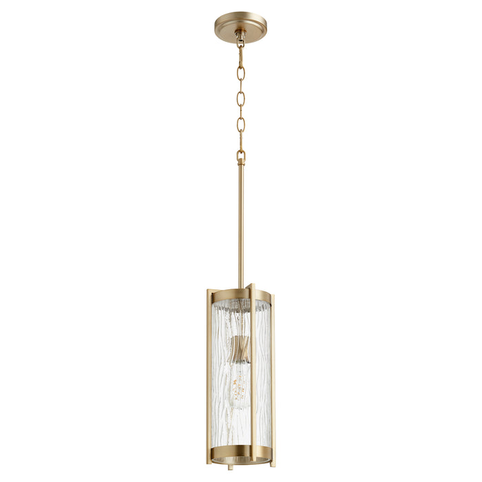 Quorum Home Quorum - 809-80 - One Light Pendant - Aged Brass w/ Clear Chisseled Glass