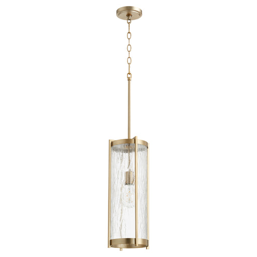 Quorum Home Quorum - 810-80 - One Light Pendant - Aged Brass w/ Clear Chisseled Glass