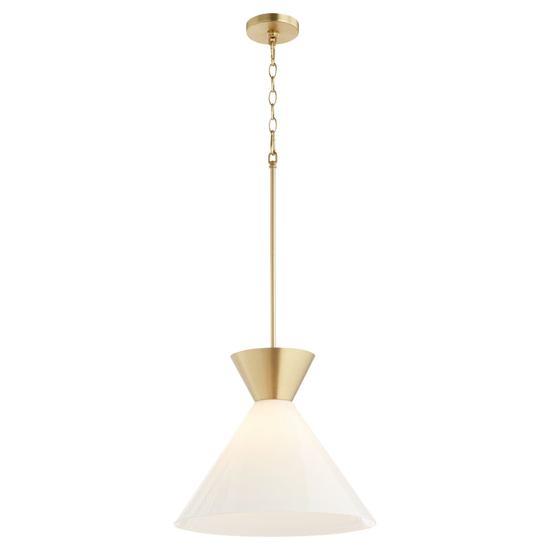 Quorum Home Quorum - 8119-80 - One Light Pendant - Aged Brass w/ Gloss Opal