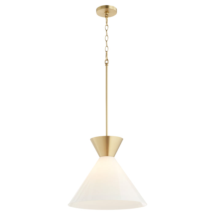 Quorum Home Quorum - 8119-80 - One Light Pendant - Aged Brass w/ Gloss Opal