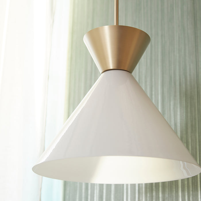 Quorum Home Quorum - 8119-80 - One Light Pendant - Aged Brass w/ Gloss Opal