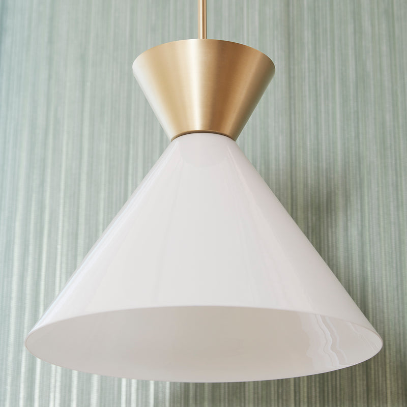 Quorum Home Quorum - 8119-80 - One Light Pendant - Aged Brass w/ Gloss Opal