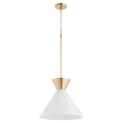 Quorum Home Quorum - 8119-80 - One Light Pendant - Aged Brass w/ Gloss Opal