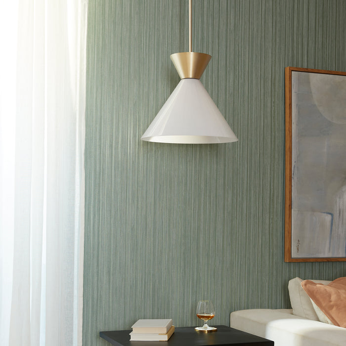 Quorum Home Quorum - 8119-80 - One Light Pendant - Aged Brass w/ Gloss Opal