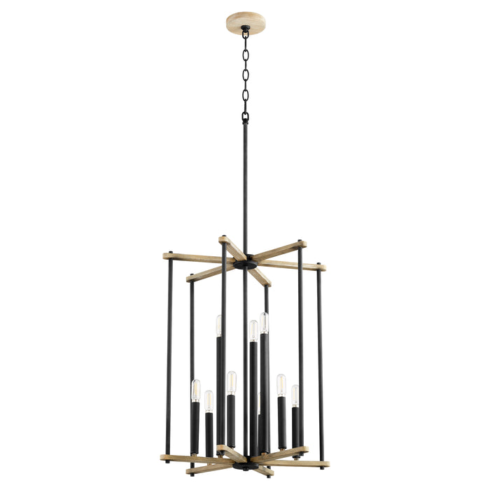 Quorum Home Quorum - 8134-9-69 - Nine Light Entry - Textured Black w/ Weathered Oak Finish