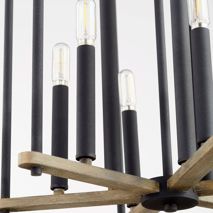 Quorum Home Quorum - 8134-9-69 - Nine Light Entry - Textured Black w/ Weathered Oak Finish