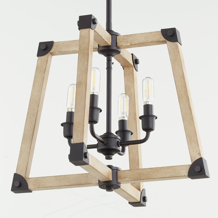 Quorum Home Quorum - 8189-4-69 - Four Light Pendant - Textured Black w/ Driftwood finish