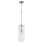 Quorum Home Quorum - 8191-65 - One Light Pendant - Satin Nickel w/ Textured Glass